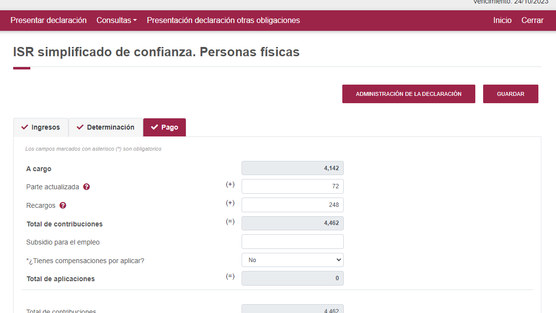 Error en la versión 12 del formato de declaraciones de RESICO Personas Físicas del SAT México